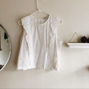 Madewell White Eyelet Ruffle Top